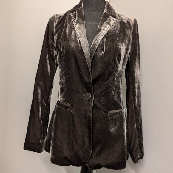 Anthropolgie ett:twa Gallery Velvet Womens Blazer Jacket Taupe Brown Size 0 - Picture 3 of 9